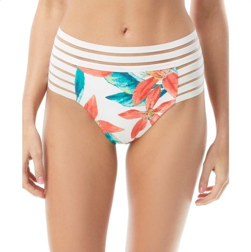 VINCE CAMUTO Mesh Elastic High-Waist Bikini Swim Bottom White Size X-Small