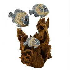 Scultura in legno da tavolo con pesci dipinti a mano decorazione stile marina 40