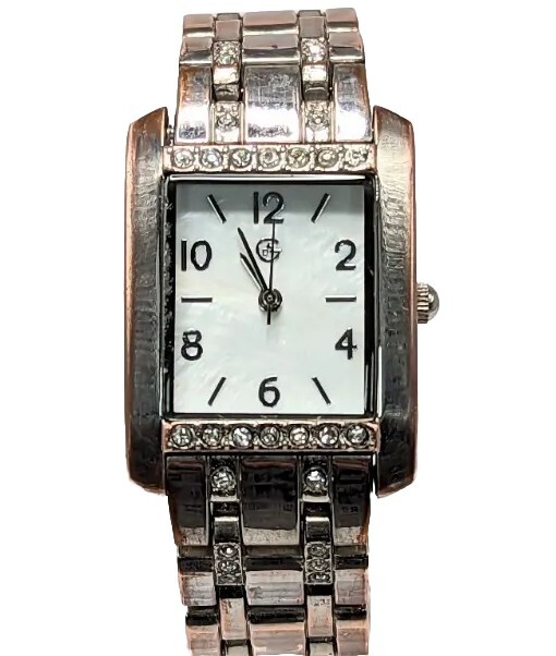 Ladies SilverTone Rectangular Watch with Rhinesto… - image 2