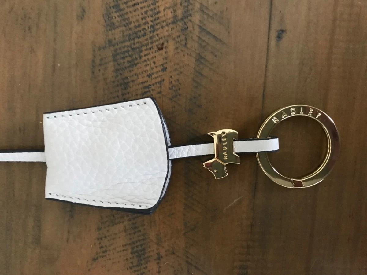 RADLEY WHITE LEATHER GOLD METAL HARDWARE KEYRING KEY BAG CHAIN eBay