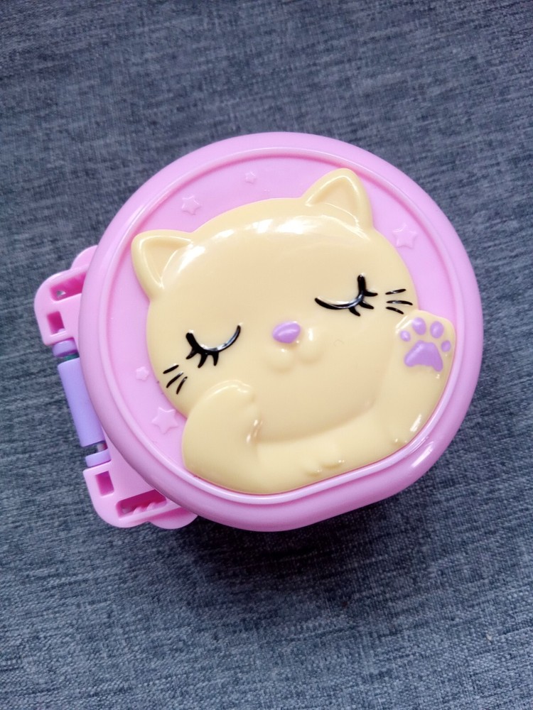 Polly Pocket Pajama Party Sleepy Cats Pets Compact Case w/ Cat Mattel