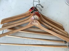 Vintage LOT 5 Wood Advertising Clothes Hangers NEW YORK Stores 60s Paper Labels