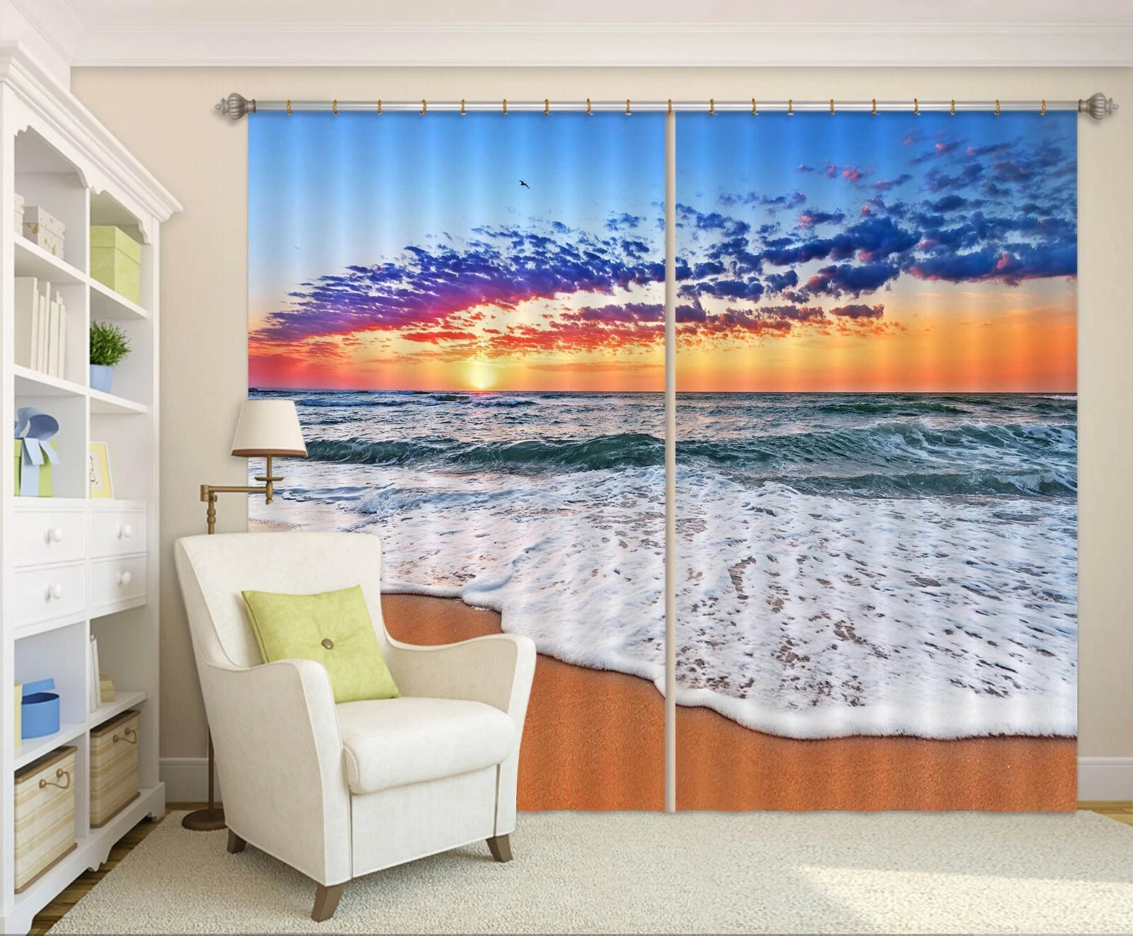 3D Sunset Sea ZHUA1816 Blockout Photo Curtain Fabric Window Zoe