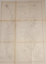 1861 B&W US Coast Survey Map Chart Petaluma and Napa Creeks California Bache