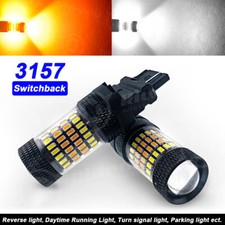 2pcs 3157 4157 Led Switchback Turn Signal Light Bulbs Whiteamber