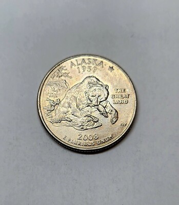 2008-P Alaska State Quarter Die Chip Reverse Pronounced Error