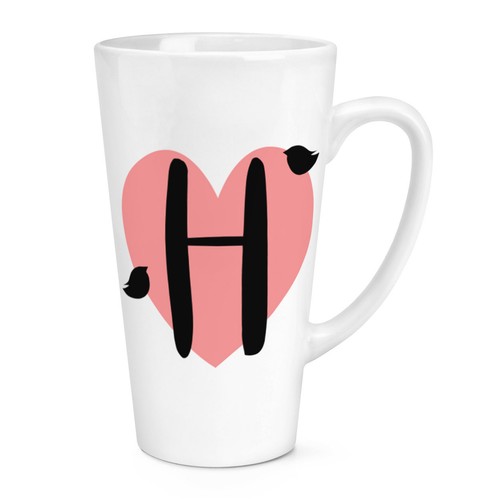 H Heart Alphabet 17oz Large Latte Mug Cup Valentines Day Girlfriend
