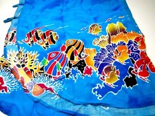 VTG 1980s Hawaiian Aloha Sarong Wrap Hawaii Beach Vacation Boho Pool Swim Rayon