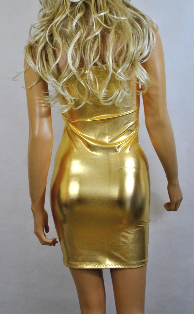 Metallic Mini Dress Gold Wet Look Strapless Stretch Boob Tube Bodycon Shiny D106 | eBay Metallic Mini Dress Gold Wet Look Strapless Stretch Boob Tube Bodycon Shiny D106 | eBay