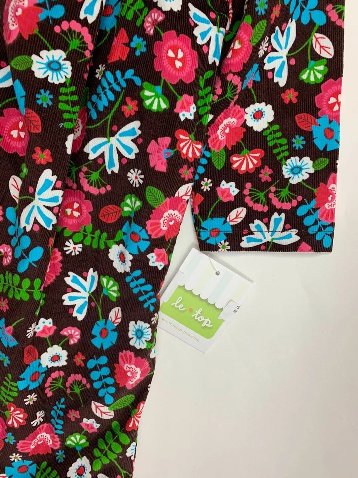 NUEVO Vestido Le Top Morning Glory Colorido Floral Pana Manga Larga 6  Foto 3 de 4