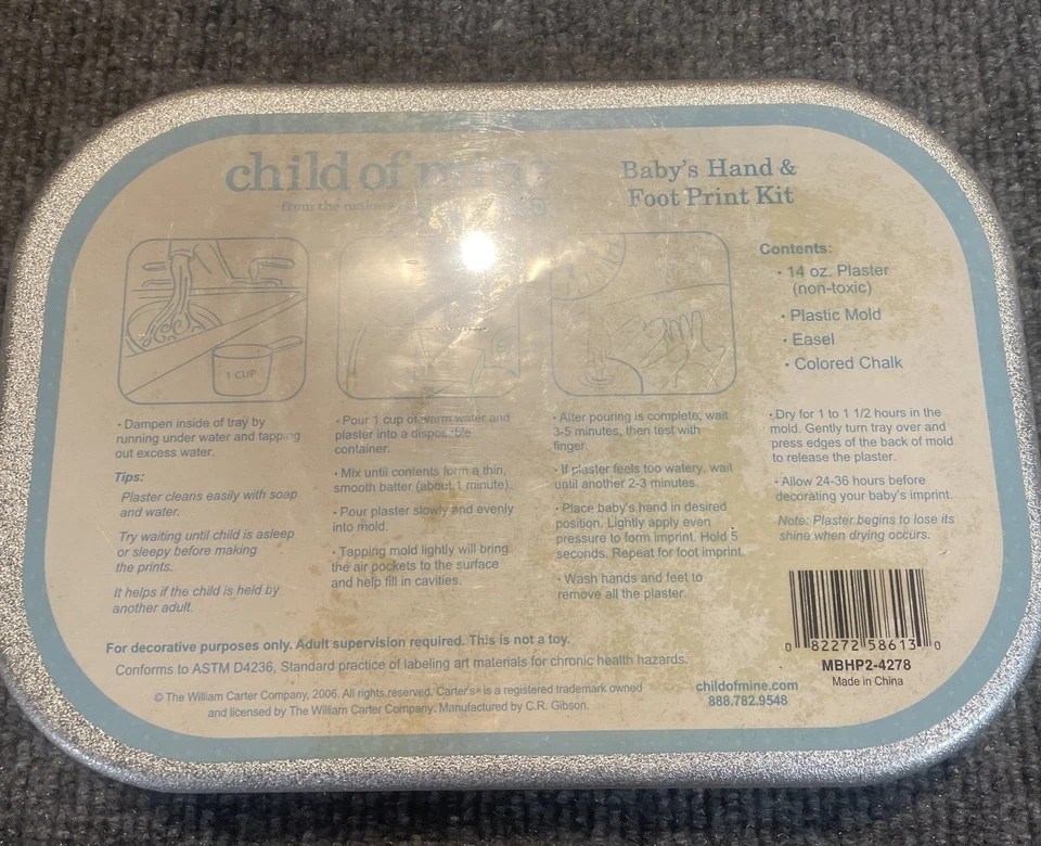 Carter's Child of Mine Baby's Hand & Foot Print Kit New Sealed Plaster 2006 - Image 3 of 4