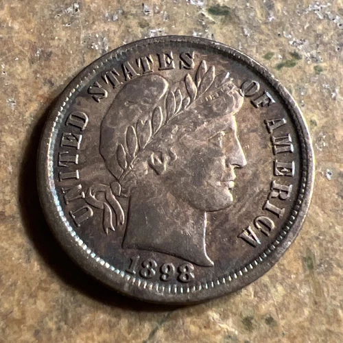 1898 Barber Dime Au-Bu Full Luster And Color W-81