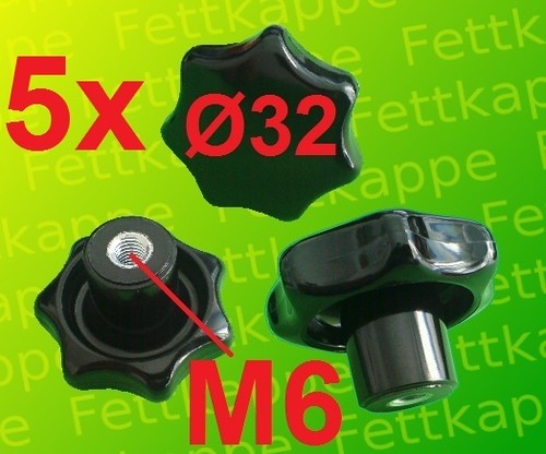 6 Stück Sterngriffmuttern M6 - 32mm Flügelmuttern Für Fahrradträger & Möbel
