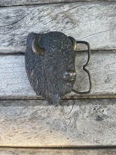 Vtg Buffalo Bison Head Bergamot Brass Works Belt Buckle USA 1978 I-144 Americana
