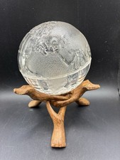 Vintage Clear Glass World Globe Statue Hollow 4  Figure Paperweight Travel Teach