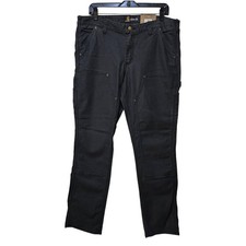 Carhartt Womens 14 Gray Double Knee Dungaree Canvas Slim Fit Work 100723 NEW