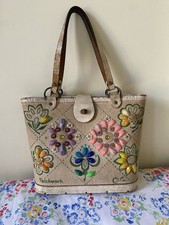 AS IS 1960's Enid Collins Texas "Patchwork" Vintage Handbag Purse Wood Bottom