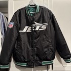 Men’s STARTER New York Jets REVERSIBLE Varsity Collegiate Snap Jacket Sz L