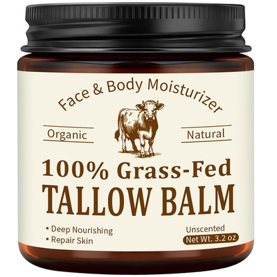 Veakoo Beef Tallow for Skin & Face, Organic Grass Fed Beef Tallow Balm, Unscente