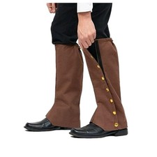 Skeleton Brown Faux Suede Steampunk Boot Covers Gold Buttons Costume Pair