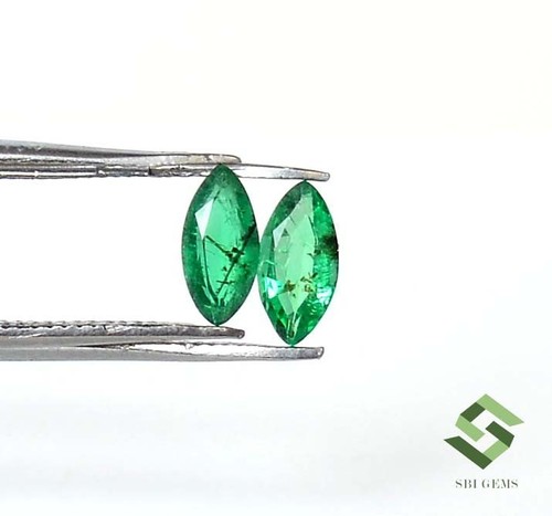 7x3.50 mm Certified Natural Emerald Marquise Cut Pair 0.68 CTS Loose Gemstones - Picture 5 of 9