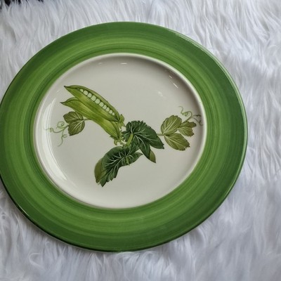 ESTE C.E. Green Floral & Nature Ceramic Dinner Plate, Round, Shiny Finish