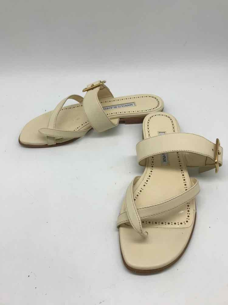 Pre-Owned Manolo Blahnik Ivory Size Strappy Sandals