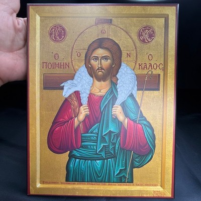 Christ The Good Shepherd Gilded icon Byzantine Reproduction made in Canada, 10''