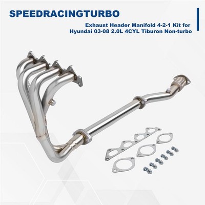 Exhaust Header Manifold 4-2-1 Kit for Hyundai 03-08 2.0L 4CYL Tiburon Non-turbo