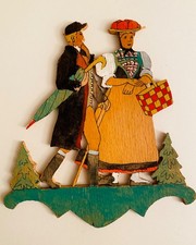 1940er Vierlanden-Tracht Bollenhut-Frau 15cm Laubsägearbeit Graupner Deko Figur