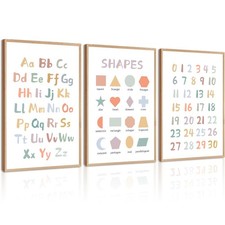 Kids Playroom Wall Art Decor Nursery ABC Alphabet Poster Play Room Canvas Wal...