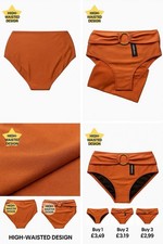 Simply Be High-Waisted Bikini Bottoms   Bronze Metallic   Size 20 New With Tags