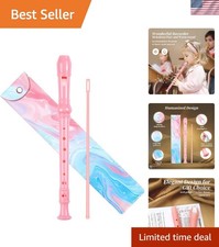 Soprano Recorder for Kids - 3 Piece Set in Peony Pink with Accessories