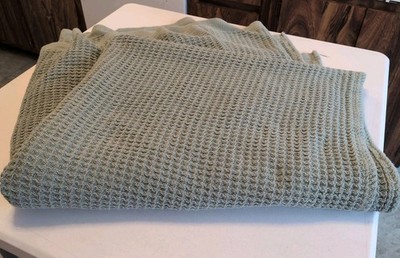 Bedsure 100% Cotton Waffle Blanket - 104'' X 90'' - Queen Sized -  Green