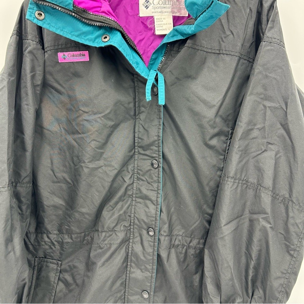 Vintage Columbia Sportswear Jacket Womens Large Black Pink Teal Bugaboo 90s Coat thumbnail 11