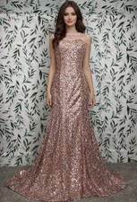 Rose Pink Prom Sequin Gown Sz S 6 NWT Cocktail Gala Pageant Maxi Mermaid Formal