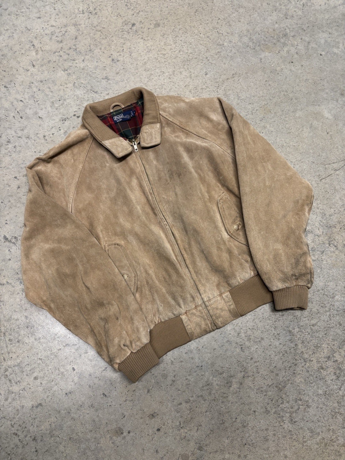 Vintage Polo Ralph Lauren Suede Harrington Jacket Mens L Brown 1990s Leather