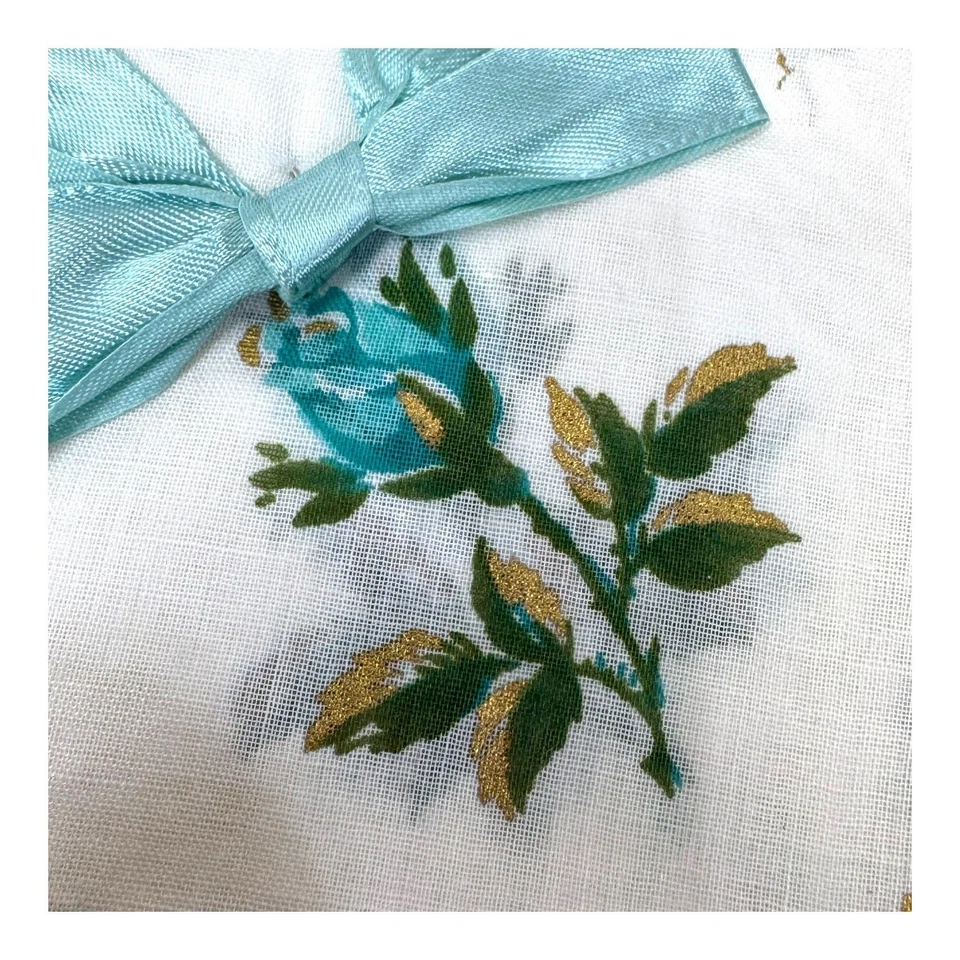 Pañuelo Floral Vintage Burmel Original Rosas Azules Coleccionable NUEVO Antiguo Stock Foto 3 de 3