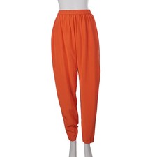 NWT DIANE VON FURSTENBERG Vintage Pants S Orange Silk Pull On Tapered Leg Pocket