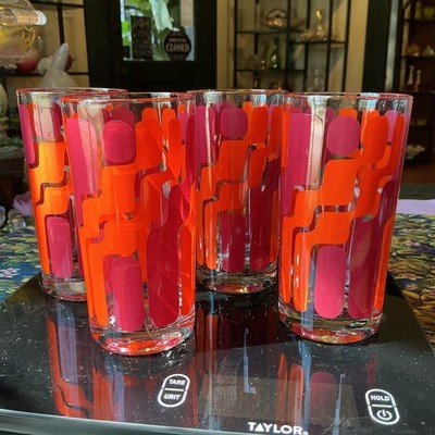 MCM Atomic Set Of Four Geometric Design Glasses Gold Rimmed 60s