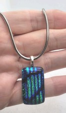 Lampwork Blue And Green Pedant Necklace Chain 18in. 