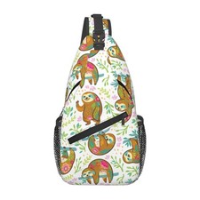 Cute Sloth Sling Backpack Chest Bag Crossbody Shoulder Bag Gym Cycling Travel...