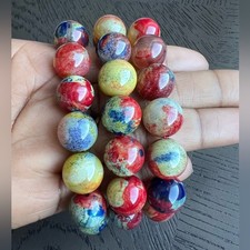 Enhanced colorful agate bracelet 14mm 6.5   one 