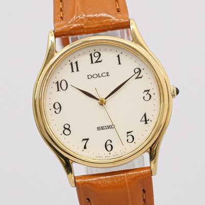 NEAR MINT* Vintage SEIKO Dolce 8N41-6060 Quartz Gold 31mm White
