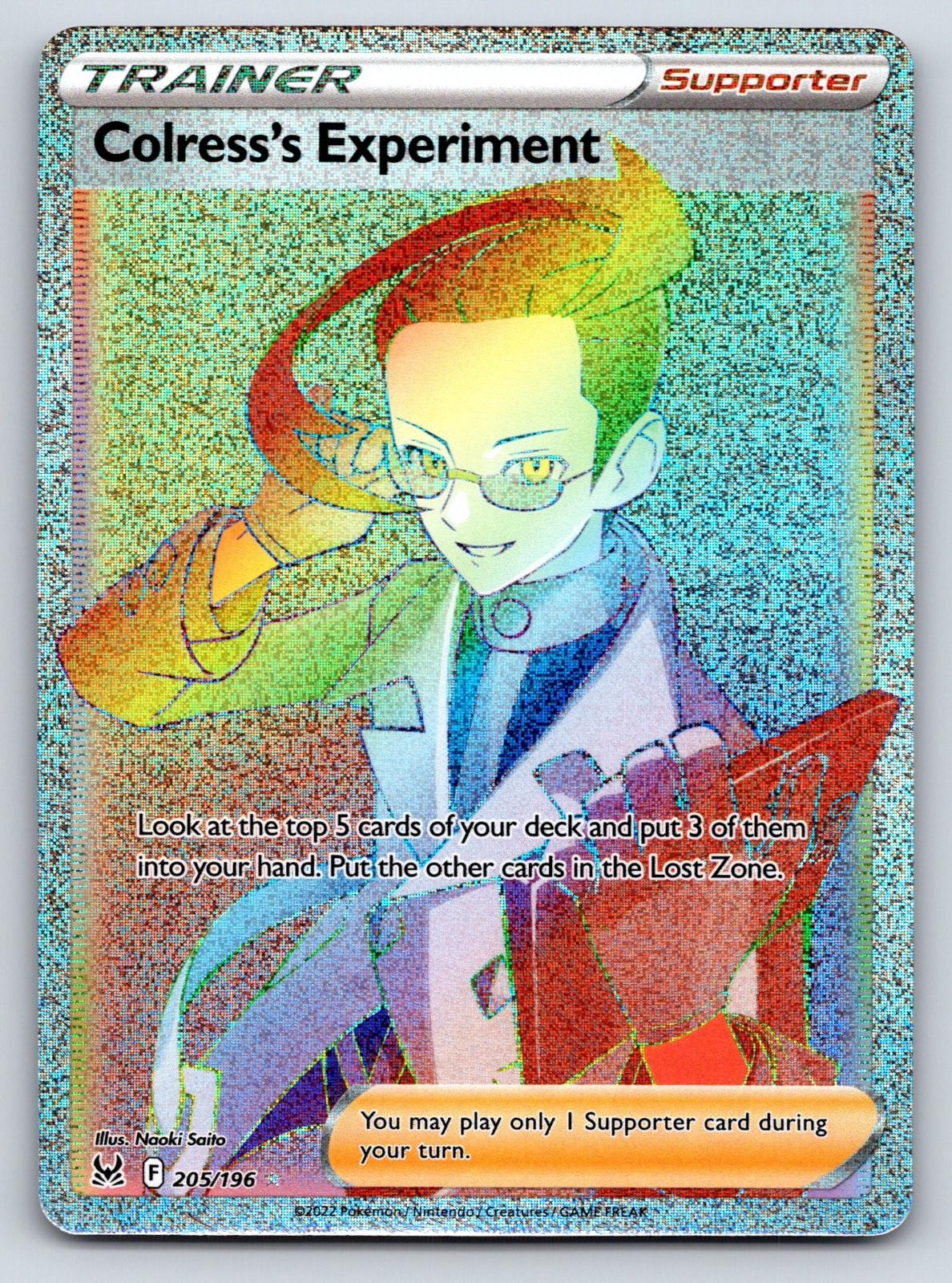 Colress's Experiment 205/196 Rainbow Rare Lost Origin Pokemon Near Mint
