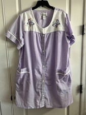 Anthony Richards 1X Seersucker Gown Purple House dress Robe Butterfly Embroidery