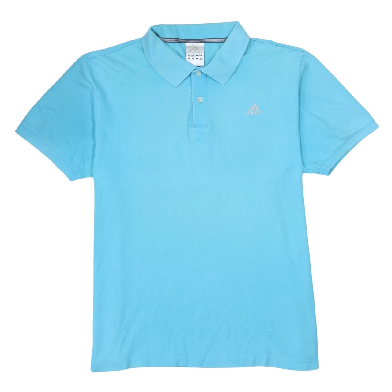 Adidas Mens Polo Shirt Light Blue Cotton Embroidered Chest Logo Golf Top XL