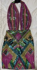 Fashion Nova Sequin Sexy Halter Min Dress XS Festival Baddie Slay Coachella Club