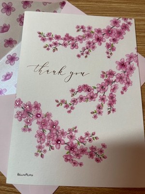 Papyrus Thank You Card With Cherry Blossoms Blank Inside By Bella Pilar
