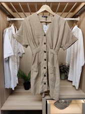 ZARA DRESS MINI XSMALL BEIGE SHORT SLEEVE CARGO BUTTON UP CASUAL BNWT WOMENS XS
